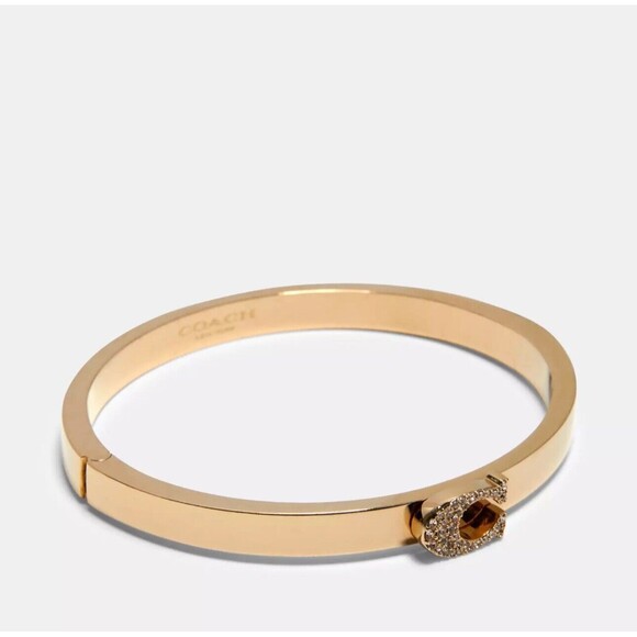 SOLD - Coach 91428 Pave Signature Hinged Bangle Gold Crystal NWT Org $98 - Picture 8 of 8